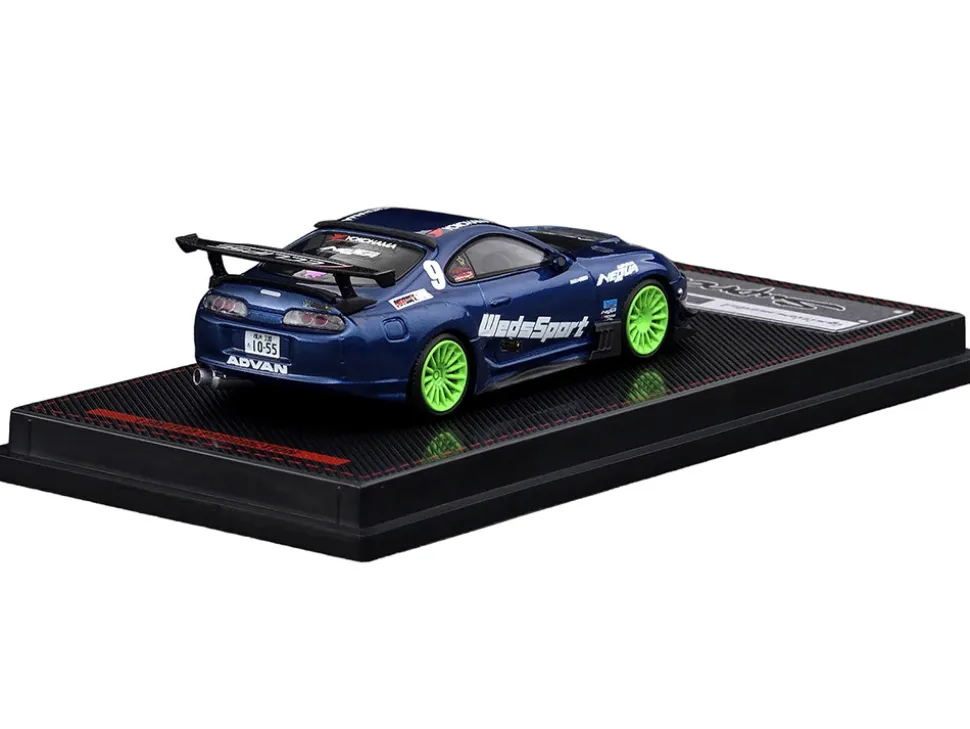Toyota Supra (JZA80) RZ RHD (Right Hand Drive) #9 "WedsSport" Blue Metallic with Graphics 1/64 Diecast Model Car by Ignition Model
