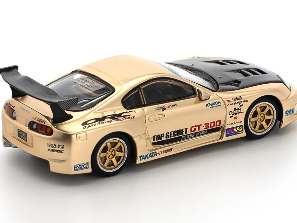 Toyota Supra "Top Secret" GT300 RHD (Right Hand Drive) Gold Metallic with Carbon Hood 1/64 Diecast Model Car by Pop Race