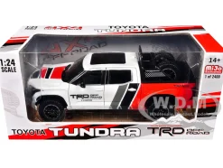 2023 Toyota Tundra TRD 4x4 Pickup Truck White and Red with Black and Gray Stripes with Sunroof and Wheel Rack Limited Edition to 2400 pieces Worldwide 1/24 Diecast Model Car