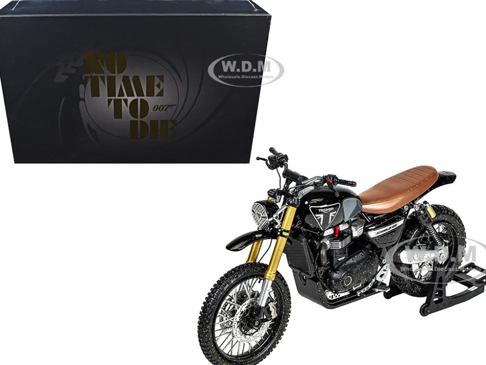 Triumph Scrambler 1200 XE Motorcycle Black (Dirty Version) James Bond 007 "No Time to Die" (2021) Movie Diecast Model Car by Corgi