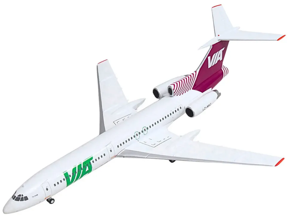 Tupolev TU-154M Commercial Aircraft "Air Via" (LZ-MIG) White with Red Tail 1/200 Diecast Model Airplane by Herpa
