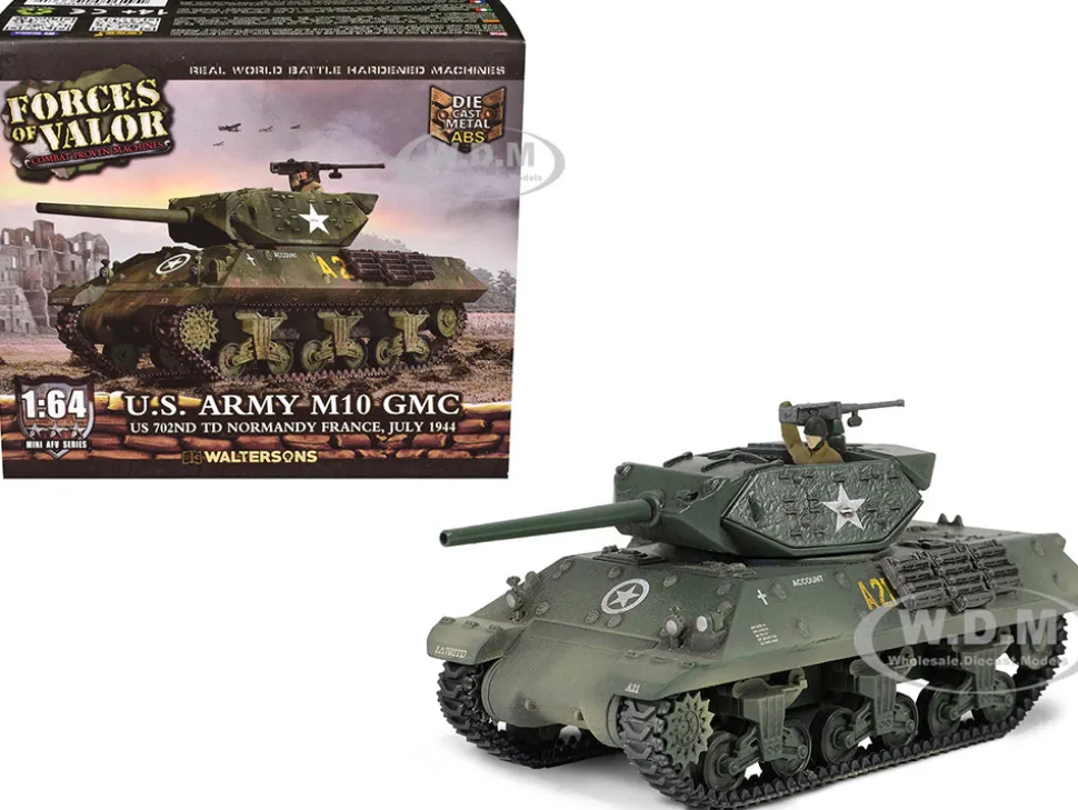 U.S. Army M10 GMC Tank "702nd Tank Destroyer Battalion, Normandy, France" (1944) United States Army "Mini AFV" Series 1/64 Diecast Model by Forces of Valor