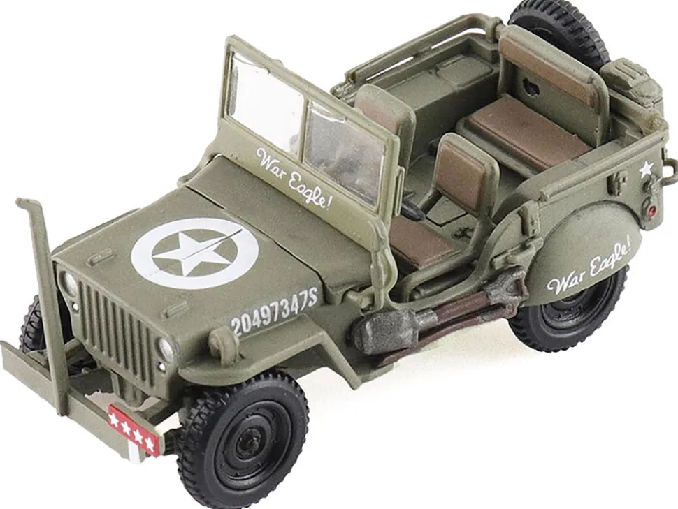 U.S. 1/4 ton Military Vehicle Olive Drab "Gen. George Patton, US 3rd Army, War Eagle" (1945) United States Army "Ground Power Series" 1/72 Diecast Model by Hobby Master