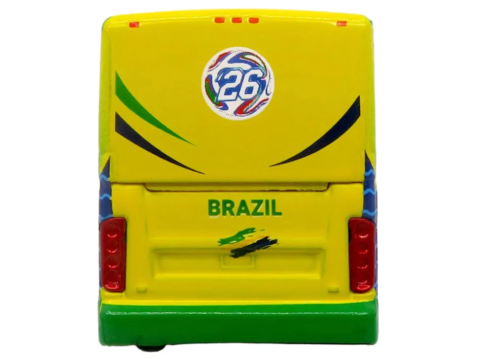 Van Hool CX-45 Coach Bus "Brazil National Football Team" Yellow and Green with Graphics "International Federation of the Global Game" Series Limited Edition to 504 pieces Worldwide 1/87 (HO) Diecast Model by Iconic Replicas