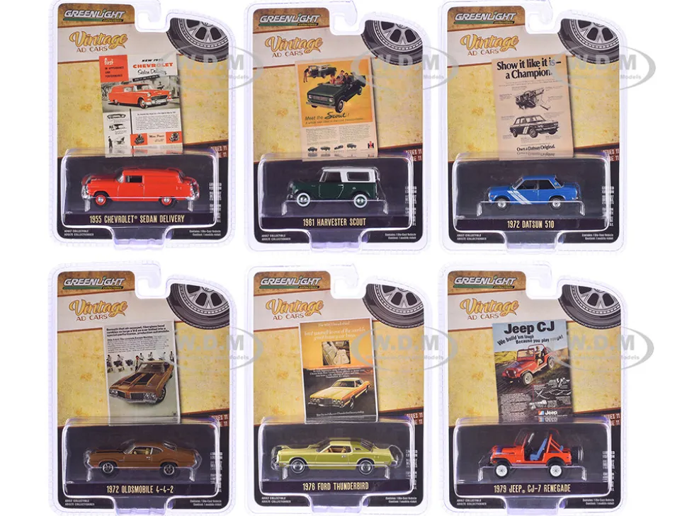 Vintage Ad Cars Series 11 Set of 6 pieces 1/64 Diecast Model Cars by Greenlight