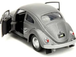 1959 Volkswagen Beetle Gray Metallic with Silver Flames and Boxing Gloves Accessory Punch Buggy Series 1/32 Diecast Model Car Jada JA34235