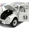 Volkswagen Beetle #53 "Herbie" White with Stripes "The Love Bug" (1968) Movie with Extra Wheels 1/24 Diecast Model Car by Jada