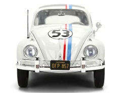 Volkswagen Beetle #53 "Herbie" White with Stripes "The Love Bug" (1968) Movie with Extra Wheels 1/24 Diecast Model Car by Jada