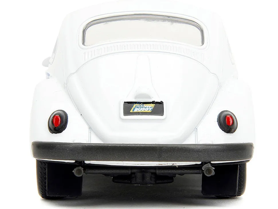 1959 Volkswagen Beetle Holt White with Blue Graphics and Boxing Gloves Accessory Punch Buggy Series 1/32 Diecast Model Car Jada 34237