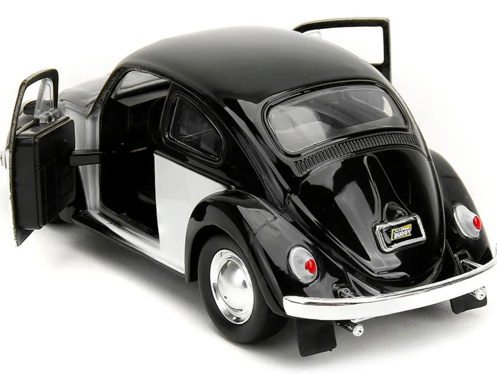 1959 Volkswagen Beetle Punch Buggy Black and White and Boxing Gloves Accessory Punch Buggy Series 1/32 Diecast Model Car Jada 34233
