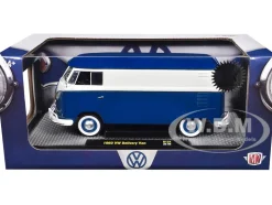 1960 Volkswagen Delivery Van Blue and White Limited Edition to 6650 pieces Worldwide 1/24 Diecast Model Car by M2 Machines
