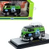 1960 Volkswagen Delivery Van "EMPI Equipped" Black and Green Metallic with Roof Rack and Ladder Limited Edition to 4050 pieces Worldwide 1/24 Diecast Model Car by M2 Machines