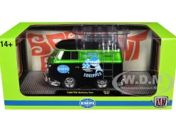 1960 Volkswagen Delivery Van "EMPI Equipped" Black and Green Metallic with Roof Rack and Ladder Limited Edition to 4050 pieces Worldwide 1/24 Diecast Model Car by M2 Machines