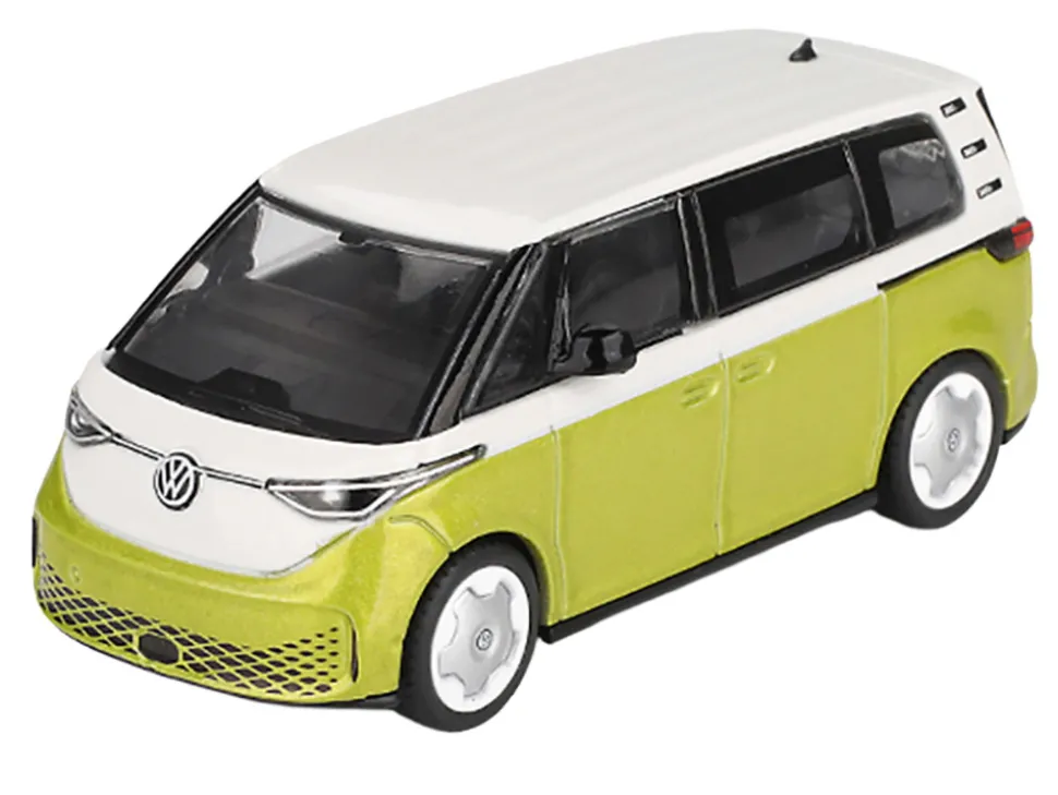 Volkswagen ID. Buzz Van Pomelo Yellow Metallic and Candy White Limited Edition 1/64 Diecast Model Car by Mini GT