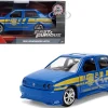 Volkswagen Jetta Police Vehicle "Rio Federal Highway Police" Blue with Yellow Stripes "Fast Five" (2011) Movie "Fast & Furious" Series 1/32 Diecast Model Car by Jada
