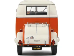 1950 Volkswagen Kool Kombi Van with Trailer Orange and White 1/18 Diecast Model Car by Solido