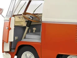 1950 Volkswagen Kool Kombi Van with Trailer Orange and White 1/18 Diecast Model Car by Solido