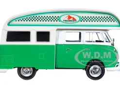 Volkswagen Type 2 T1 Camper Van Green White Outdoor Camping Explore the Forest 1/24 Diecast Model Car Motormax 79592