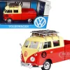 Volkswagen Type 2 T1 #8 Pickup Truck Roof Rack Luggage Red Yellow 1/24 Diecast Model Car Motormax 79582