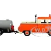 Volkswagen Type 2 T1 Pickup Truck Orange Cream Oil Trailer Road Service 1/24 Diecast Model Car Motormax 79674