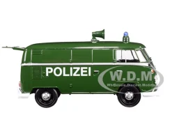 Volkswagen Type 2 T1 Police Van Polizei Dark Green 1/24 Diecast Model Car Motormax 79574