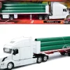 Volvo VN-780 Truck with Flatbed Trailer and Long Pipes White "Long Haul Truckers" Series 1/32 Diecast Model by New Ray