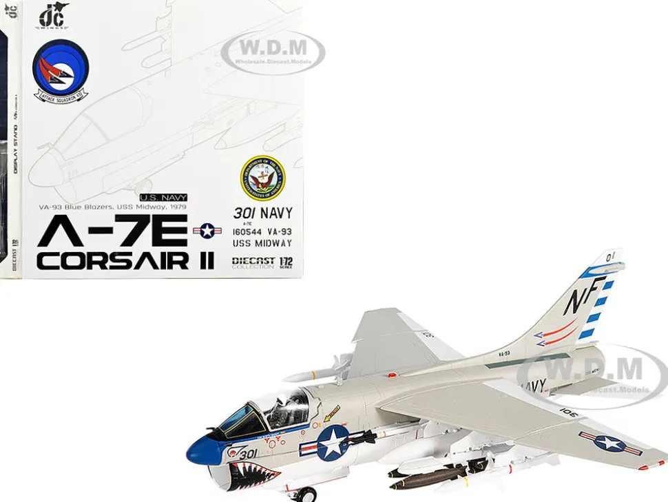 Vought A 7E Corsair II Attack Aircraft VA-93 Blue Blazers USS Midway 1979 United States Navy 1/72 Diecast Model JC Wings JCW-72-A7-006