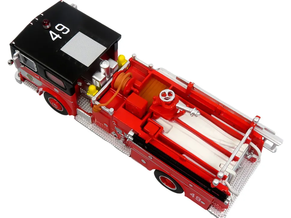 1974 Ward LaFrance Fire Engine "Chicago Fire Department - Engine 49" Red with Black Top "5 Alarm" Series Limited Edition 1/87 (HO) Diecast Model by Iconic Replicas