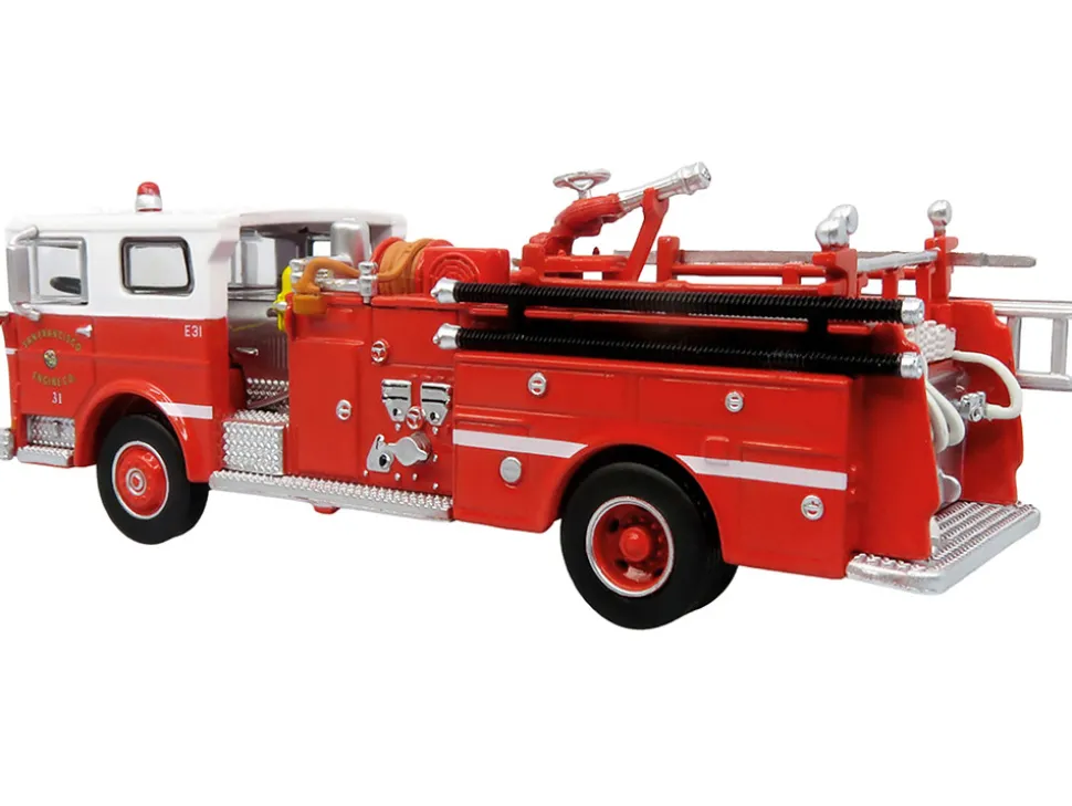 1974 Ward LaFrance Fire Engine "San Francisco Fire Department – Engine 31" Red with White Top "5 Alarm" Series Limited Edition 1/87 (HO) Diecast Model by Iconic Replicas
