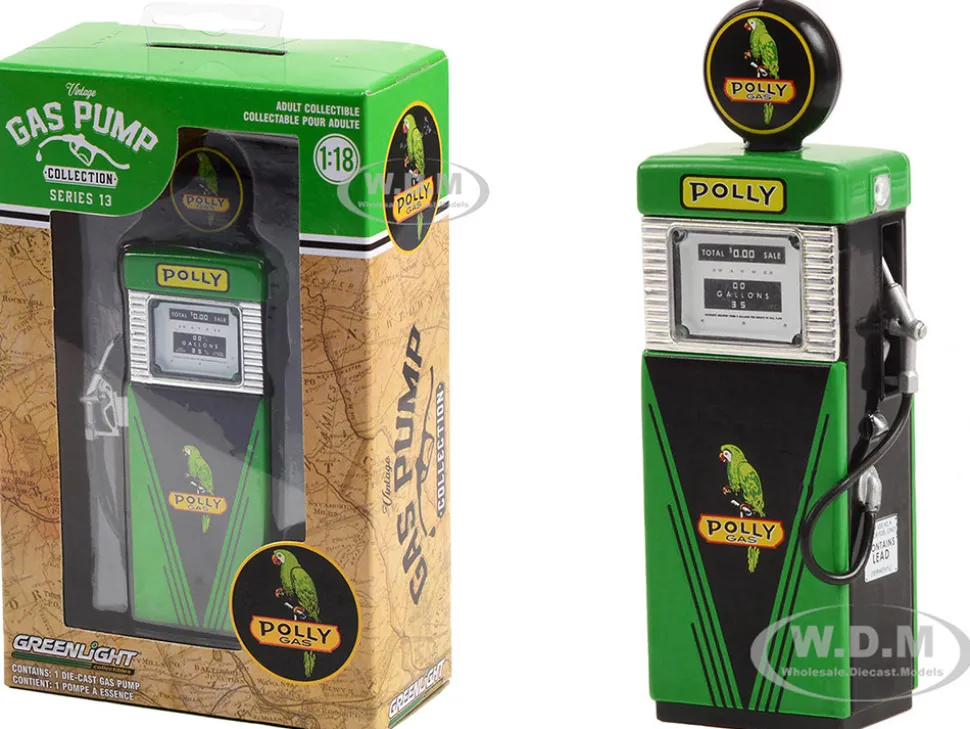 1951 Wayne 505 Gas Pump Polly Gas Green and Black Vintage Gas Pumps Series 13 1/18 Diecast Model Greenlight 14130B