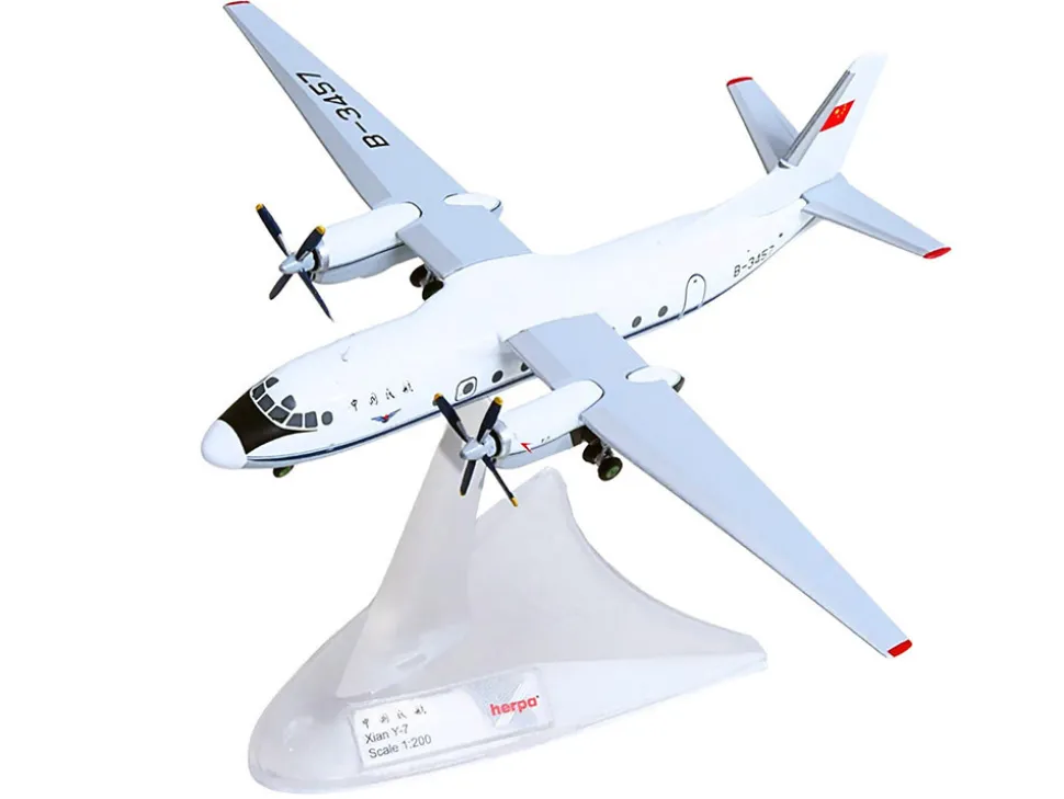 Xian Y-7 Commercial Aircraft "CAAC Airlines" (B-3457) White with Blue Stripes 1/200 Diecast Model Airplane by Herpa