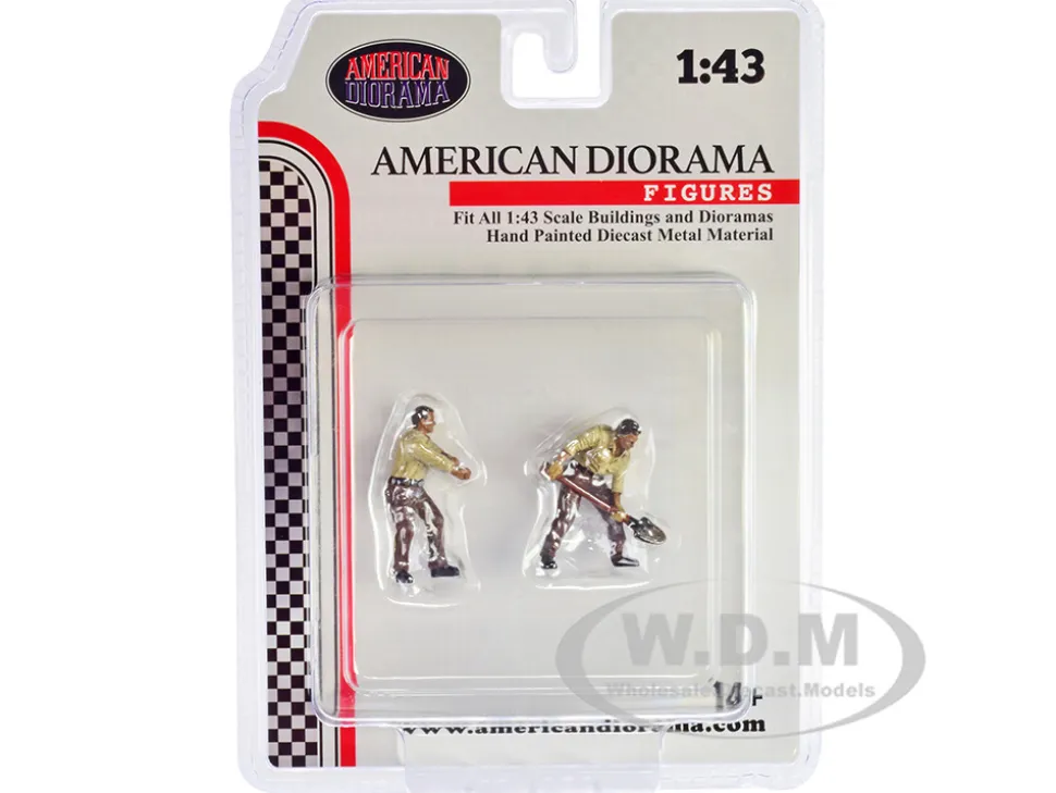 4X4 Mechanics 2 Piece Diecast Figure Set 2 for 1/43 Scale Models American Diorama AD43002