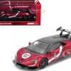 2025 Yangwang U9 Xtreme Test Car #02 Red Metallic with White Stripes and Carbon Top "World Fastest EV Supercar" 1/64 Diecast Model Car by Inno Models