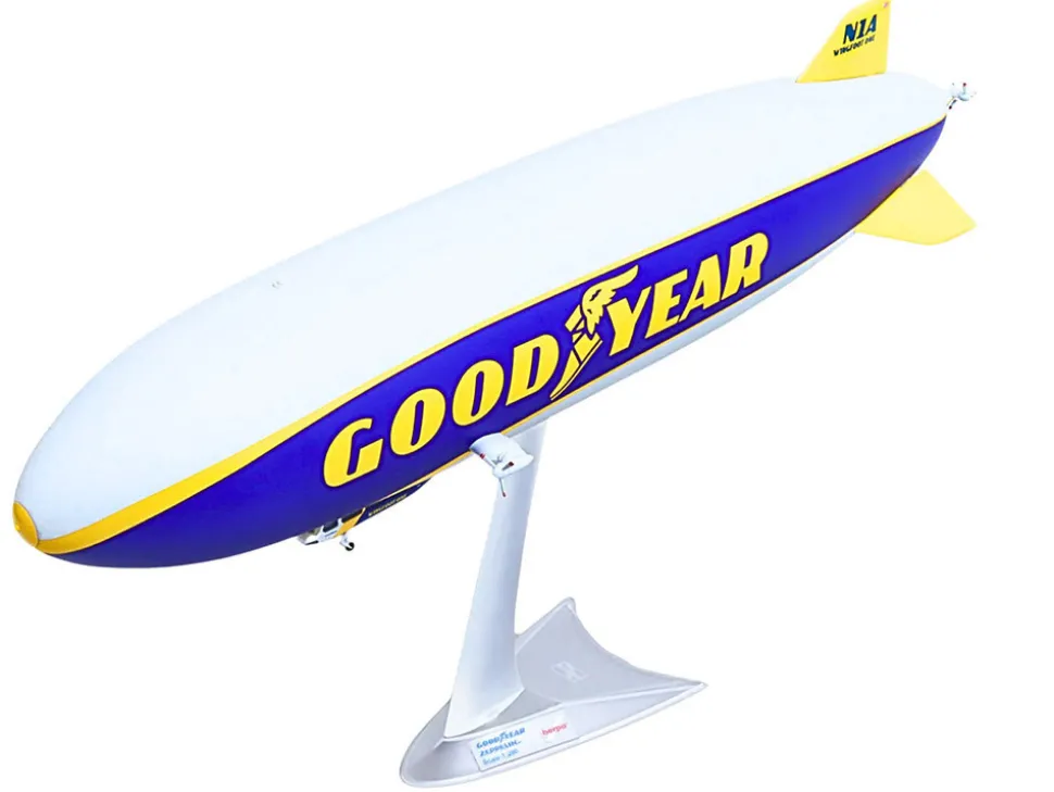 Zeppelin NT Aircraft "Goodyear Blimp - Wingfoot One" (N1A) Gray and Blue with Yellow Stripes 1/200 Diecast Model Airplane by Herpa