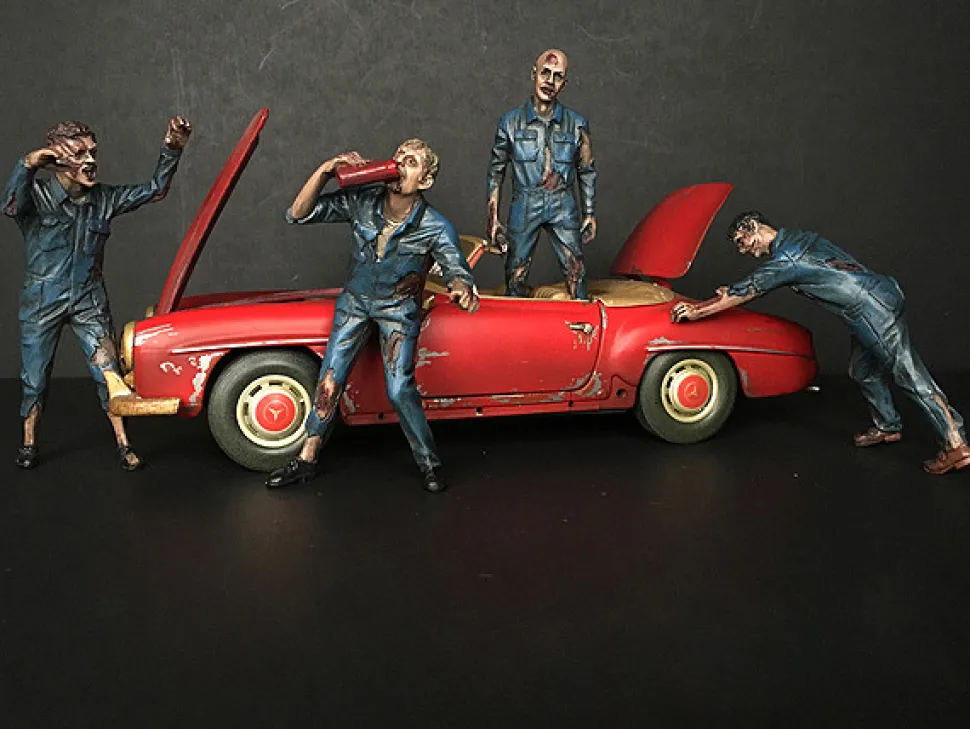 Zombie Mechanics 4 Piece Figurine Set Got Zombies?? for 1/18 Scale Models American Diorama 38197 38198 38199 38200